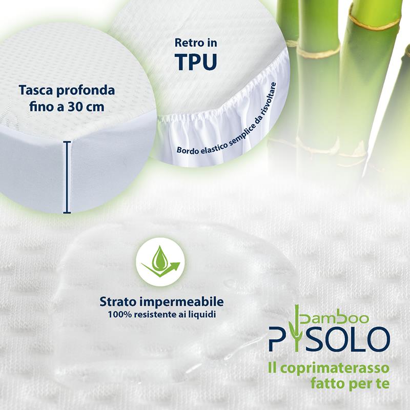 coprimaterasso pisolo bamboo completamente impermeabile